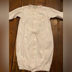 Kissy kissy NB converter gown w/ rattle embroidery EUC